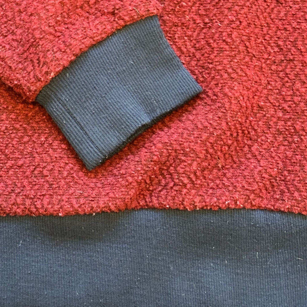 Patagonia Woolyester Fleece Pullover Women’s Burgundy Oxide Red/Blue Trim XL - Picture 9 of 9